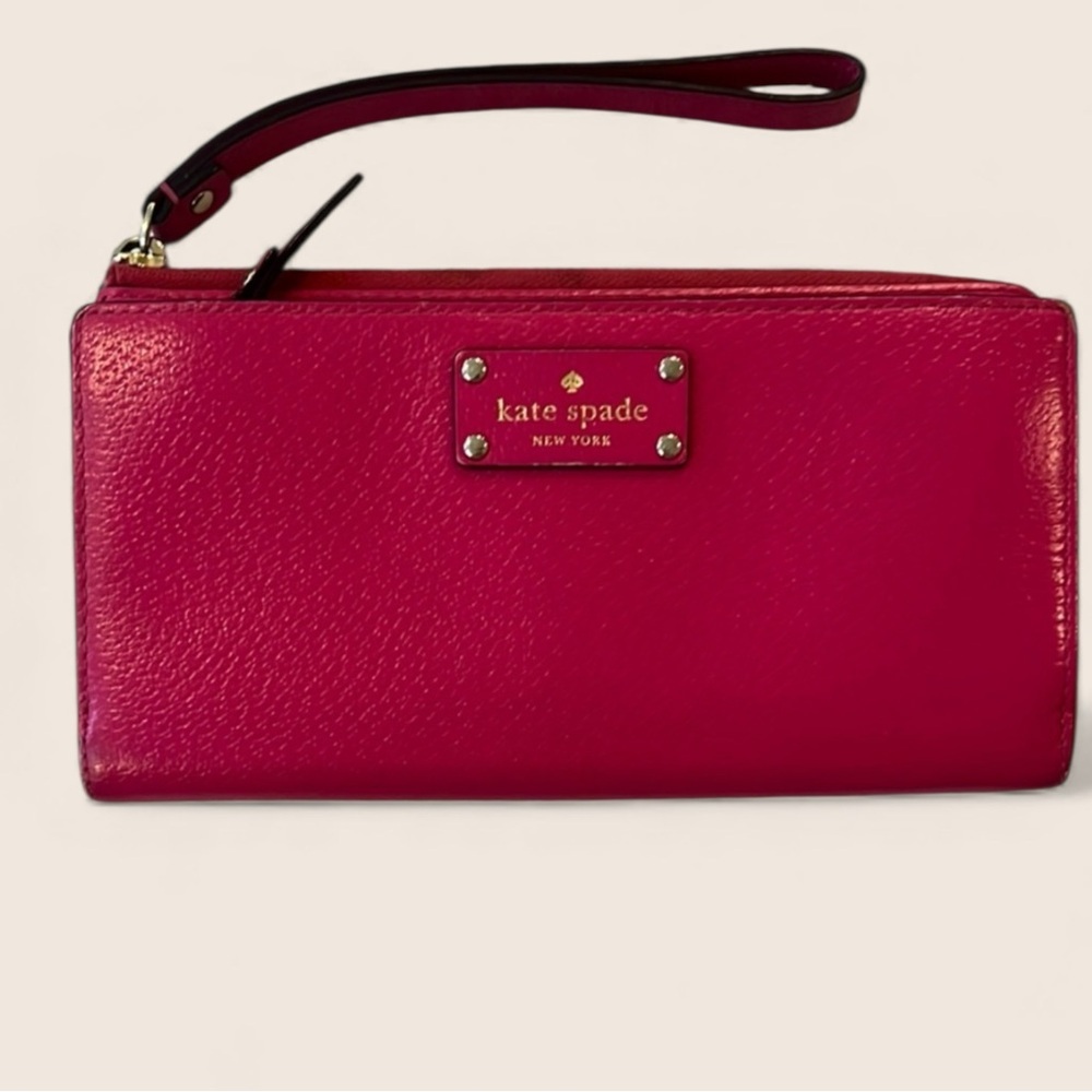 Kate Spade Pink Pebbled Leather Clutch Wristlet